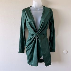 Green mini satin dress